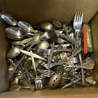 Lot of 11 LBS Random Silver Plated/Stainless Steel Vintage Silverware/Flatware