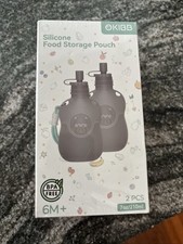 Okibb Reusable Silicone Baby Food Storage Pouch, 7 oz, BPA-Free, 2-Pack, 6M