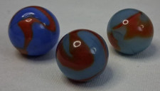 Vintage Alley Agate Set Of 3 Swirl Marbles 5/8" All Mint Condition 526027