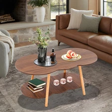 Modern Coffee Table End Table 2 Tier Sofa Side Table With Cloud-shaped Tabletop
