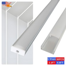 6.6FT/2M 50 Pack U Shape Led Aluminum Channel With Cover For Led Strip Light