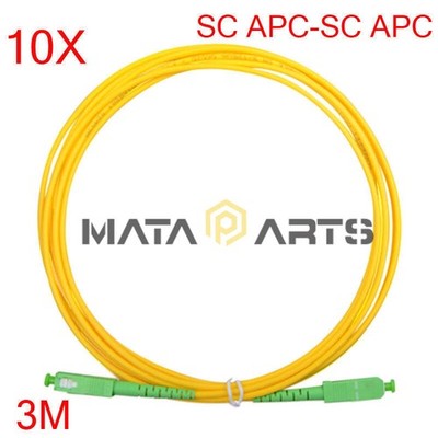 10PCS SC/APC 3M SC/APC 3.0mm Jumper Simplex Mode Fiber Optic Patch Cord Cable