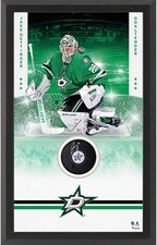 Jake Oettinger Dallas Stars Framed Signed Hockey Puck Shadowbox w/Hockey Pucks
