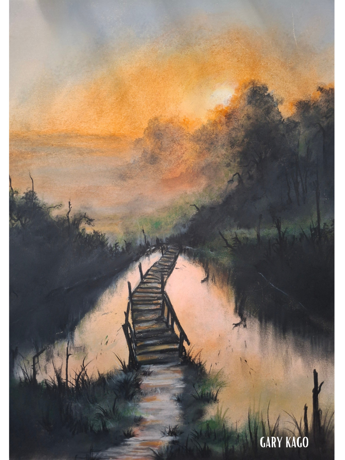 Espérer un lendemain par Gary Kago tableau pastel sec poétique pour salon apaisant
