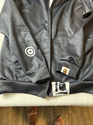 Giacca Dupe Bape nera senza zip maniche lunghe tasche davanti con cappuccio taglia M - Foto 6 di 7