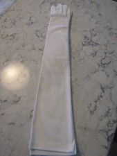 Vintage NOS Dead Stock New White Nylon 22" Opera Gloves--Pearl Buttons---Size 7