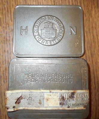 Blechdose + Banderole H N Güldenring 10 Zigaretten Wehrmacht Tropen Packung - Bild 1 von 4