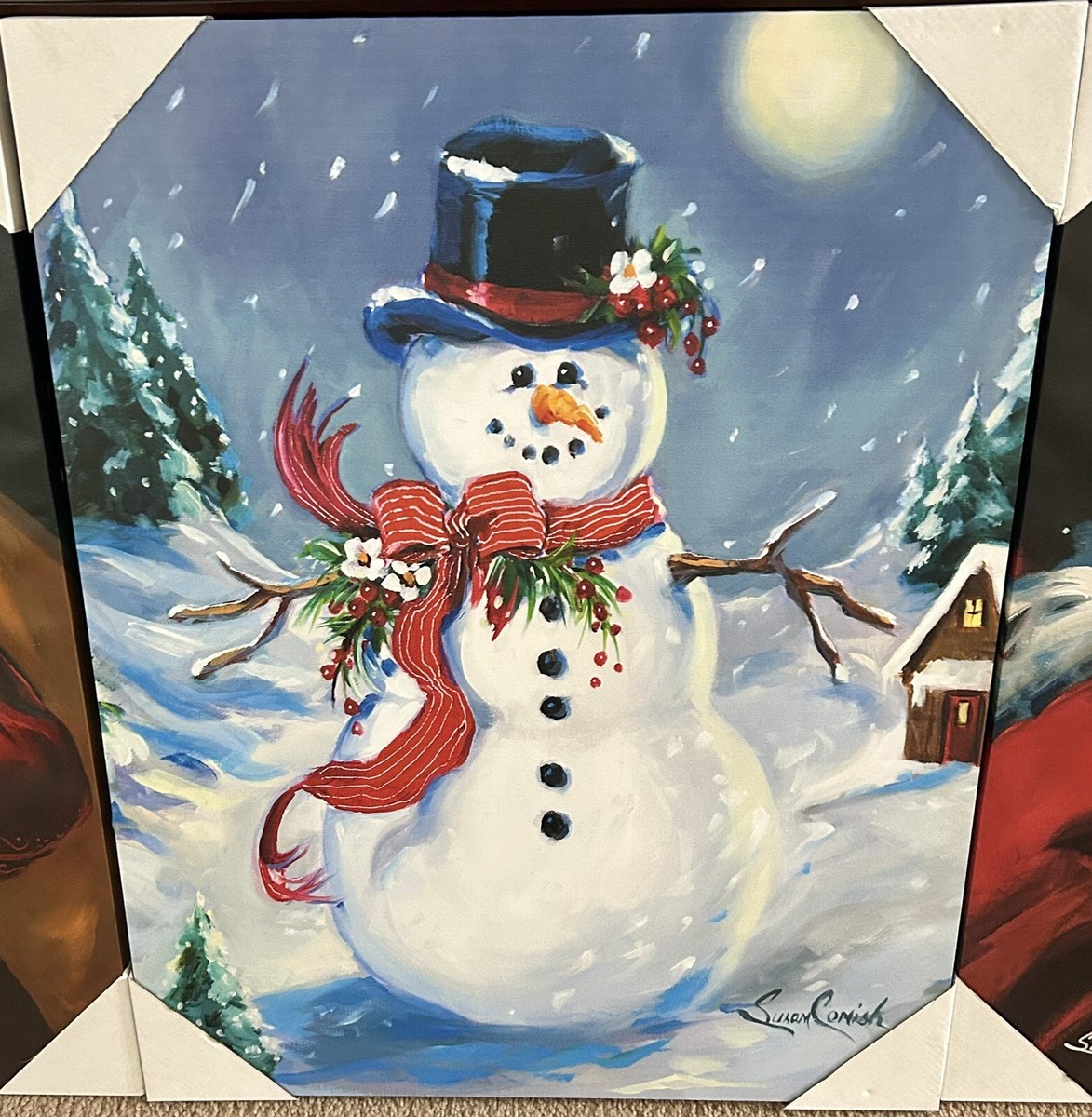 COMPLETE SET 3pc 2024 Dollar General Santa & Snowman Canvases