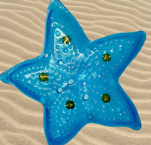 Unique Hand Made Slag Glass Starfish Impressed Back Pattern Jewelry Or Key Dish - Picture 4 of 4