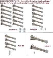 Chrome Silver Spring Door Stops Stoppers Spring Loaded Spiral Buffer Protector
