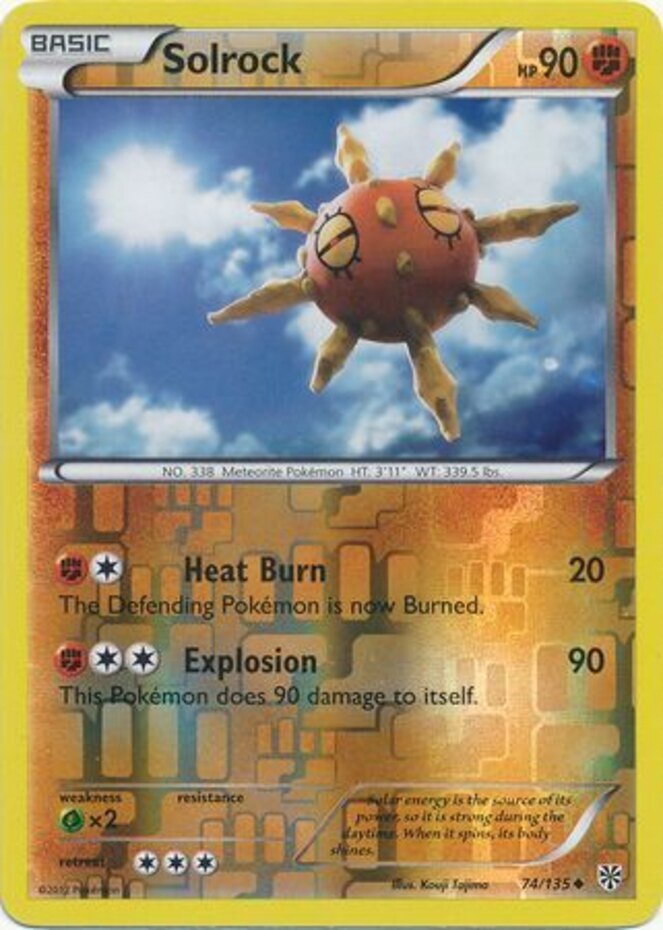 Pokemon - Solrock - 74/135 - Uncommon - Reverse Holo - BW Plasma Storm - NM