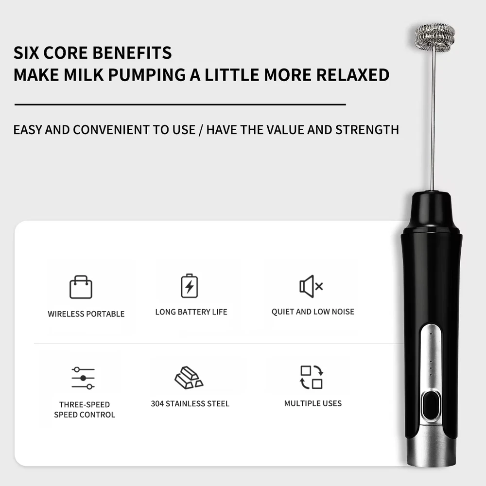 Milk Frother Handheld Foamer Coffee Maker Egg Beater Cappuccino Stirrer Mini Por