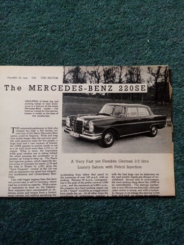 B9o Ephemera 1959 Motor Car Review Mercedes Benz 220se