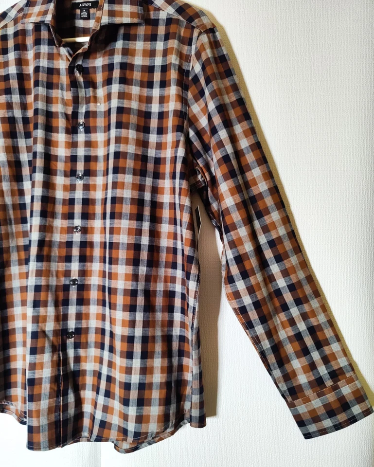 Camisa de vestir a cuadros con botones Alfani para hombre marrón multicolor talla MEDIANA NUEVA CON ETIQUETAS Foto 4 de 4