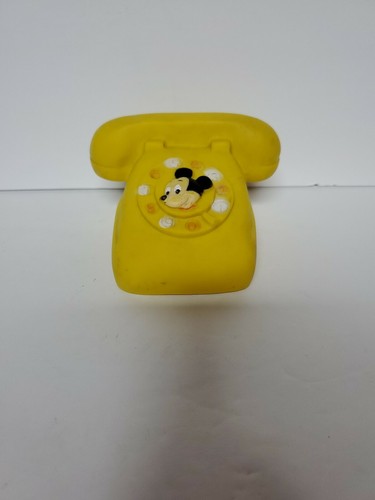 Juguete de teléfono giratorio chirriante amarillo chirrido de Walt Disney Mickey Mouse de colección - Imagen 7 de 7