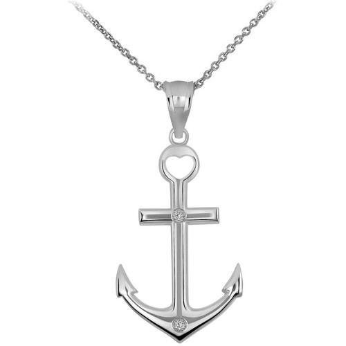 Sterling Silver Religious CZ Anchor 