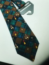 SCOTCH HOUSE Wool Tie Brown/Multicolour Plaid ‘Golfers’   NEW