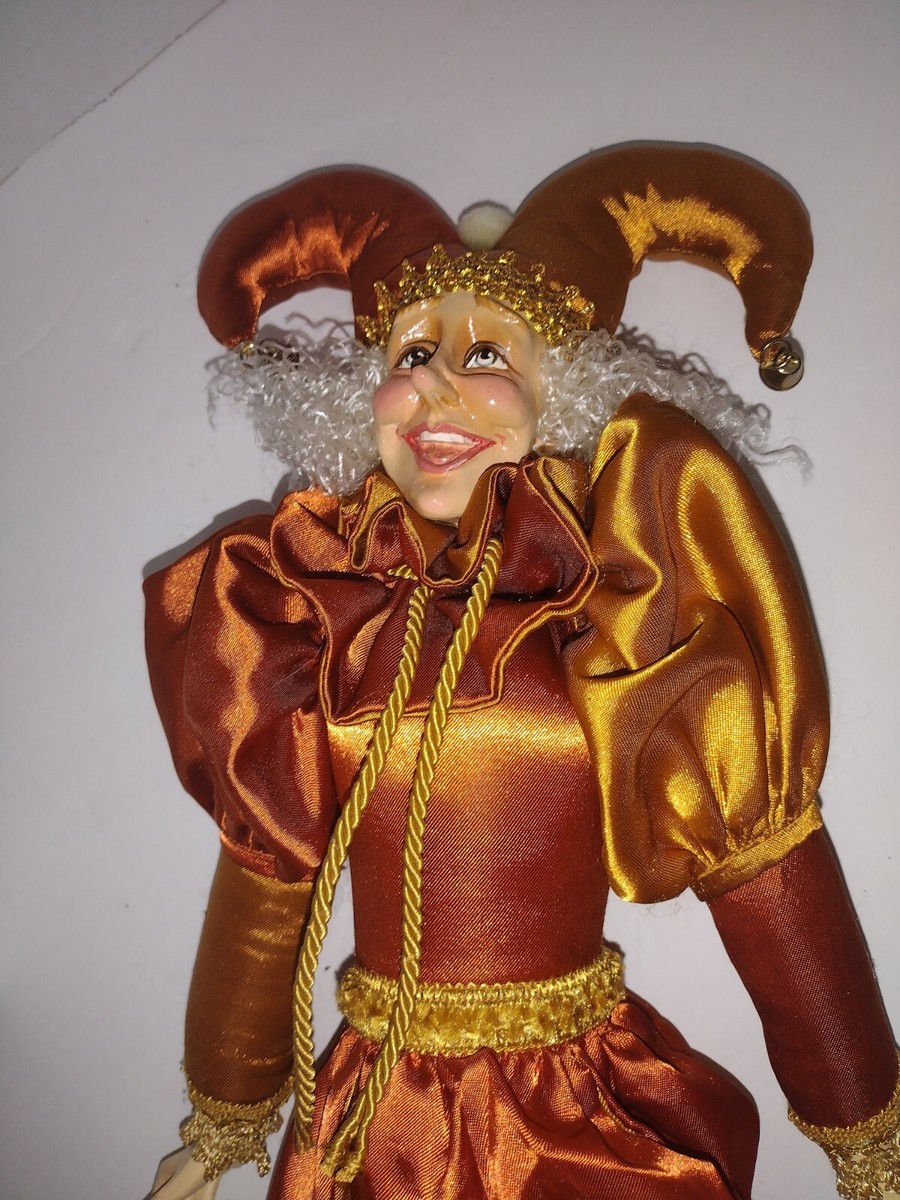 15.75" Porcelain Jester Doll - Halloween & Christmas Decoration, Collectible Figurine