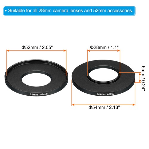 28mm-52mm Metal Step Up Ring, Camera Lens Filter Adapter Ring Black - Picture 2 of 5