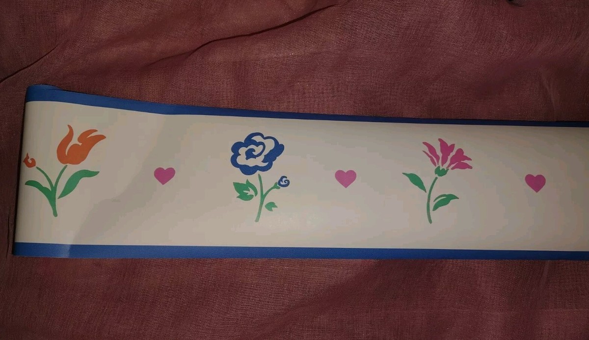 Vintage Chapters Wallpaper Border 2 Rolls - Blue Floral Shabby