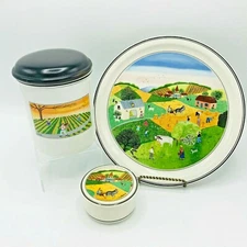 4  Villeroy & Boch Design Naif Laplau Summer Fall Plate Lidded Jar Trinket Box 