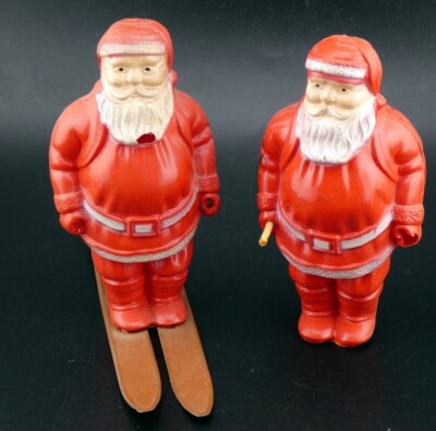 Vintage Christmas Irwin Celluloid Santa Claus Ornaments Made in the USA