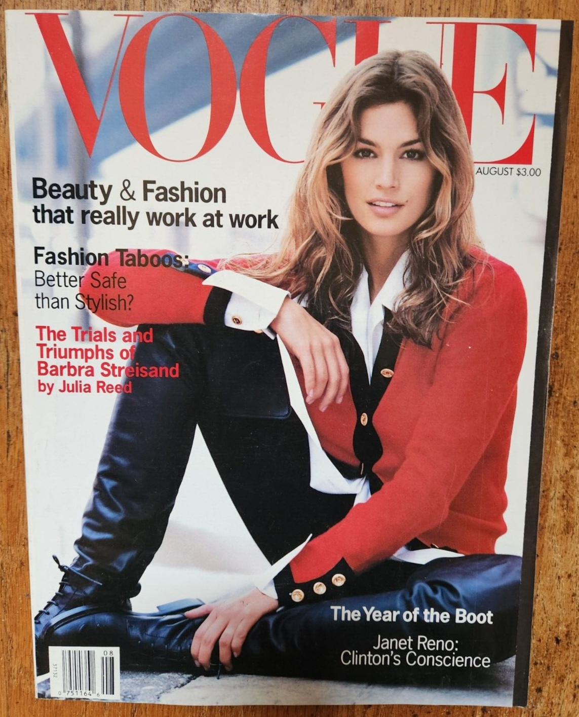Vogue Magazine August 1993 Cindy Crawford Barbra Streisand Christy Turlington
