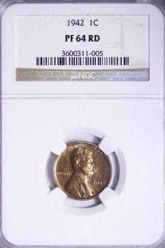PROOF 1942 Lincoln Wheat Cent Penny NGC PF64 RD FREE SHIPPING ALK