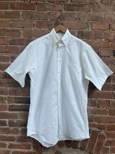 Vintage J.Press Men  s SS Oxford Shirt, Sz Small, White 100 Cotton, USA
