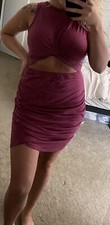 Womens Solid Sleeveless Hollow Out Twist Bodycon Dress Slim Fit Sexy Wrap Party
