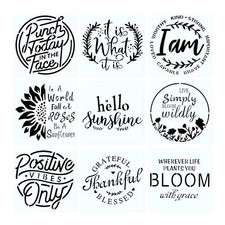 Funny Quote Stencils Painting on Wood Wall Motivational Positive Life Set of 9