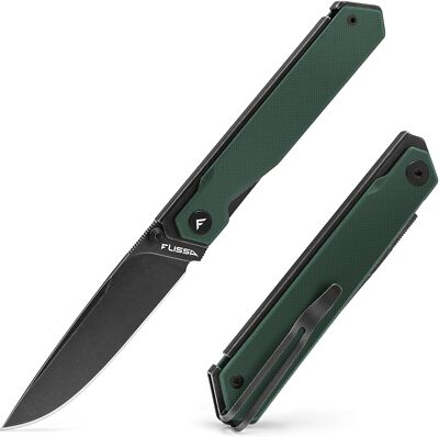 1 x Pocket Knife, Folding Knife with 3.2'' 8Cr13MoV Blade (Green) G10 Handle