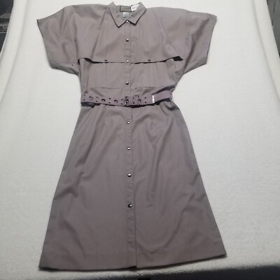 Saulnier & Capelli Neiman Marcus 8 Shirt Dress Cape Midi Puce Cotton Vintage