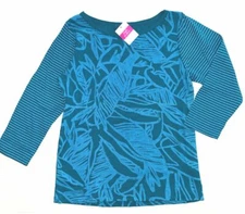 Fresh Produce xsmall seaport blue $55 Bella 3/4 tropic mingle stripe top nwt xs