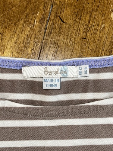 Boden Women’s Brown & White Striped Short Sleeve T-Shirt | Women’s Size 8 - Picture 7 of 8