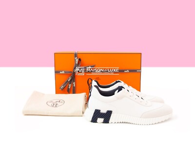 NEW HERMES H WHITE BOUNCING 42.5 9.5 LEATHER SNEAKER SHOES NEW HERMES H WHITE BOUNCING 42.5 9.5 LEATHER SNEAKER SHOES
