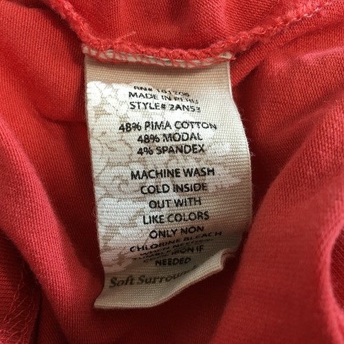NWOT Soft Surroundings Top LARGE Coral T Shirt Cold Shoulder Long Sl Basic 2AN53 - Picture 5 of 5