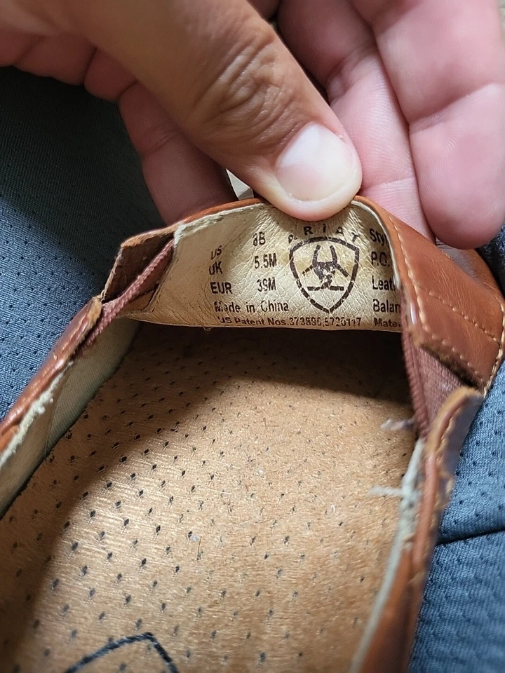 Zuecos para mujer Ariat costura zapatos sin cordones talla 8B tacones ATS cuero equipado Foto 3 de 4