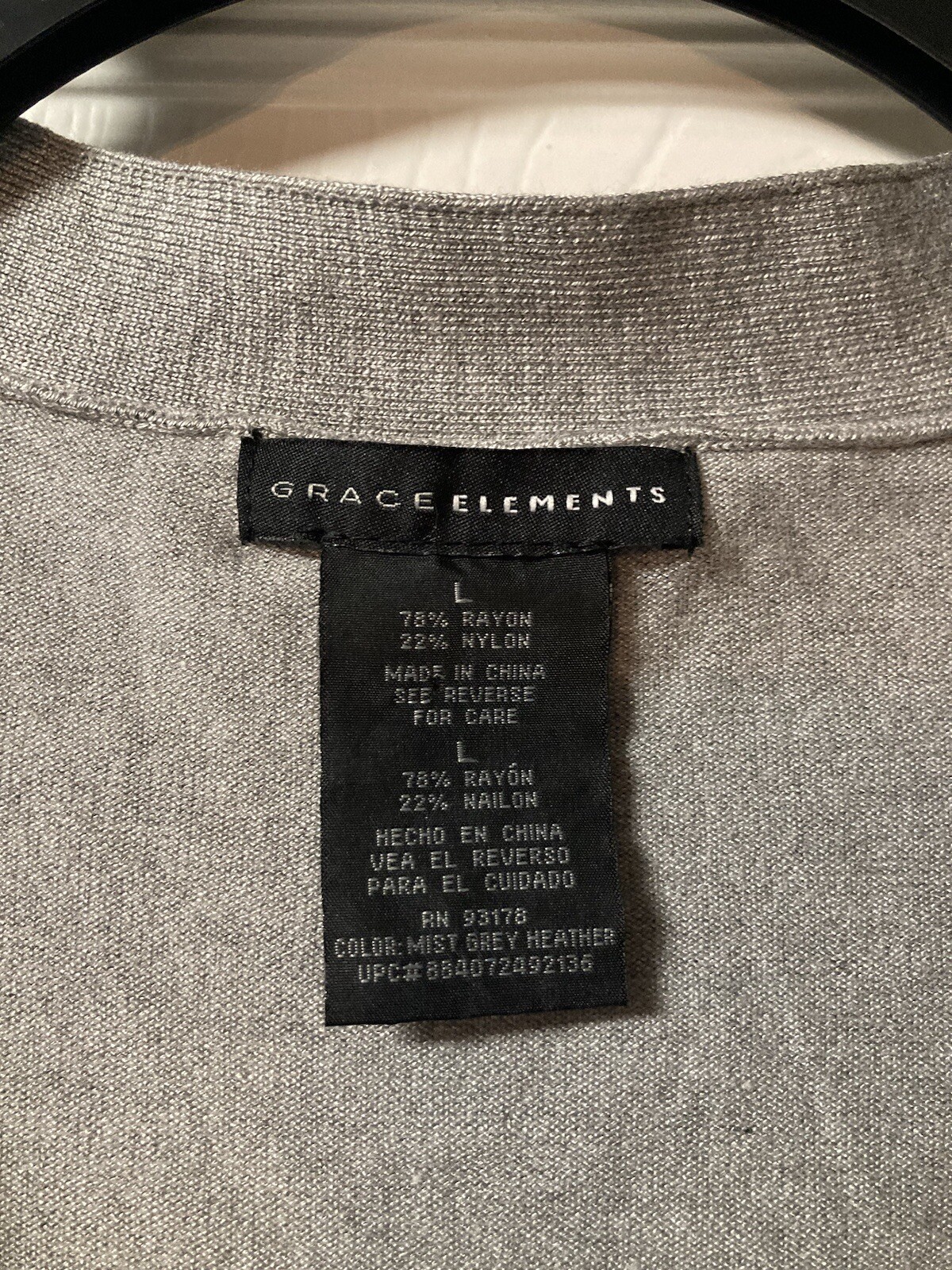 Women’s Grace Elements Solid Gray Long Sleeve V-N… - image 4