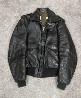 Vintage Schott Talon Zipper Type-A2 Flight Bomber Leather Jacket Size Medium