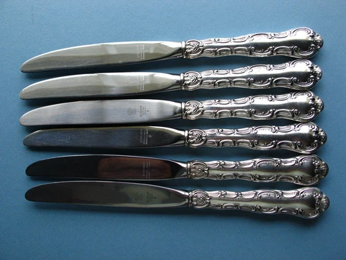 GORHAM STRASBOURG STERLING SILVER SET OF SIX 9 1/4" KNIVES
