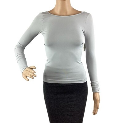 Free People Intimately Lunar Rock Low Back Seamless Long Sleeve Top Gray XS/S