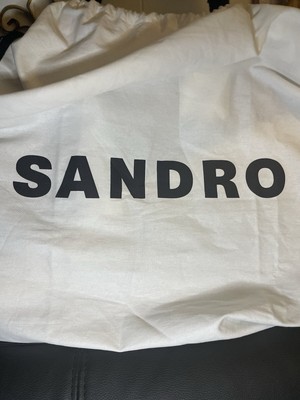 SANDRO Large Black Tweed Book Tote With Fringed Edges NWT