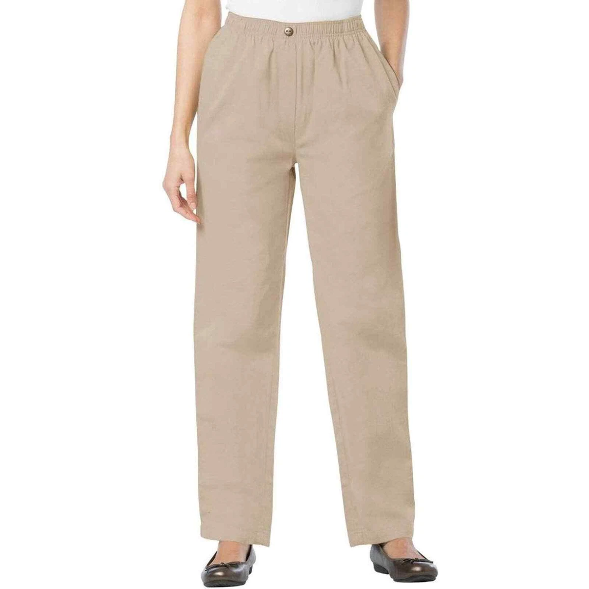 Woman Within Plus Size 6X Khaki Straight Leg Pants