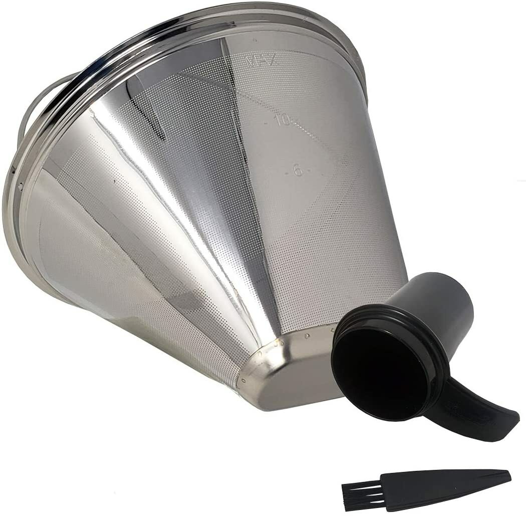 Stainless Steel 8-12 Cup #4 Cone Reusable Coffee Filter - Fits Cuisinart