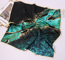 100 Silk 20" small Square Scarf Women neckerchief Wrap floral green MY149-16