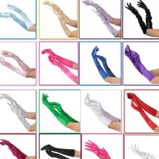 Womens Ladies Long Opera Evening Gloves Satin Charleston Party Dress Wedding UK