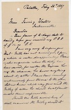 Antique 1887 Handwritten Letter Palatka Florida to Jacksonville Signed M Fritsch