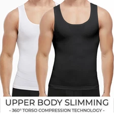 SecondSkin Men Compression T-Shirt Body Shaper Slimming Cooling Workout Tops Gym