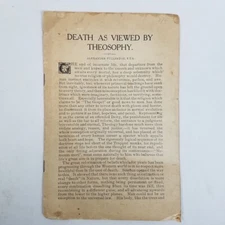 Vtg Death as Viewed by Theosophy Alexander Fullerton Lecture Pamphlet Book Tract
